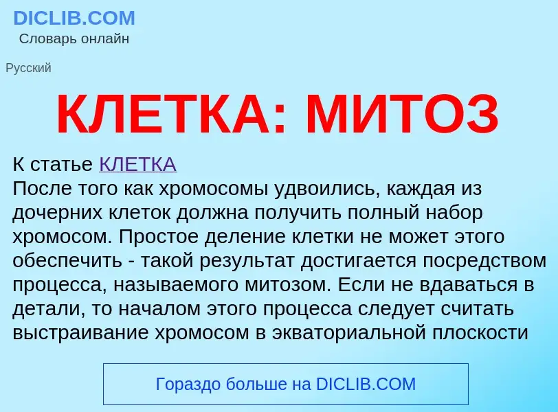 Qu'est-ce que КЛЕТКА: МИТОЗ - définition