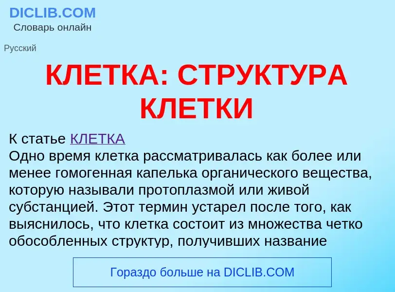 Che cos'è КЛЕТКА: СТРУКТУРА КЛЕТКИ - definizione