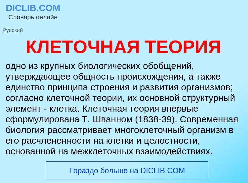 What is КЛЕТОЧНАЯ ТЕОРИЯ - definition