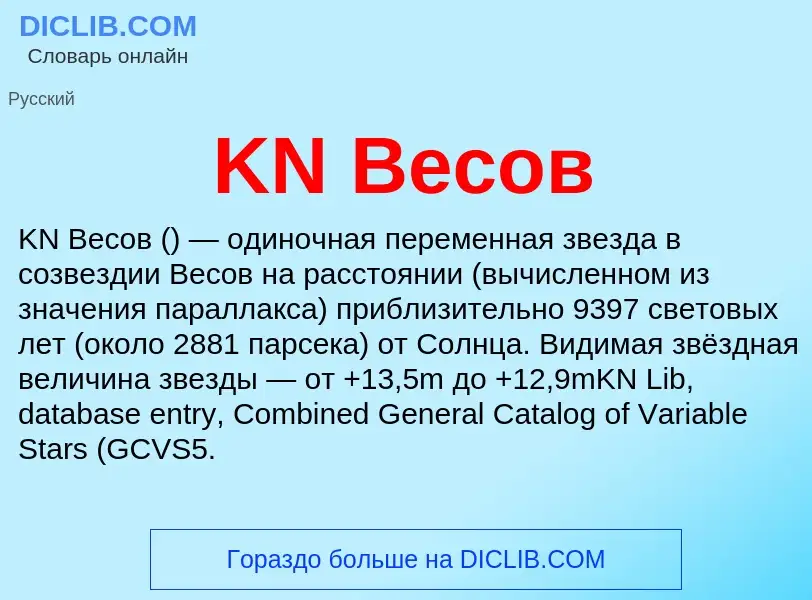 Τι είναι KN Весов - ορισμός