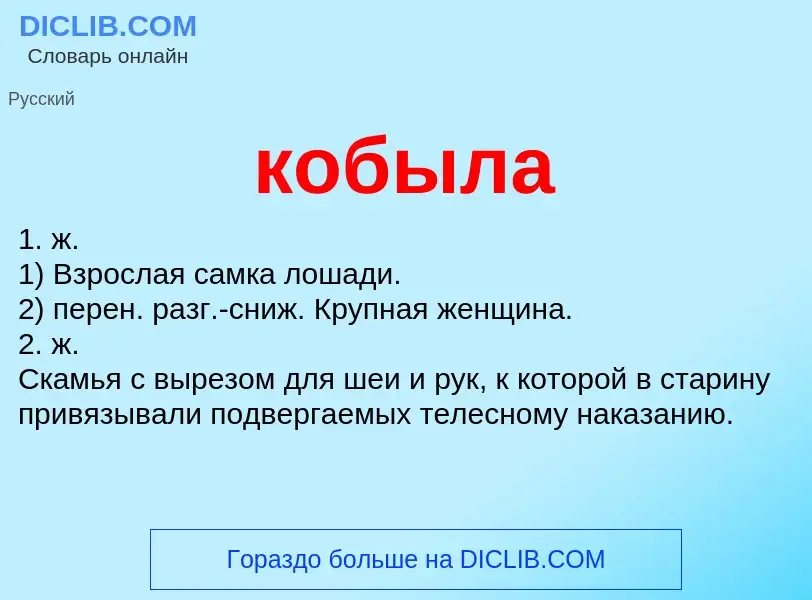 What is кобыла - meaning and definition