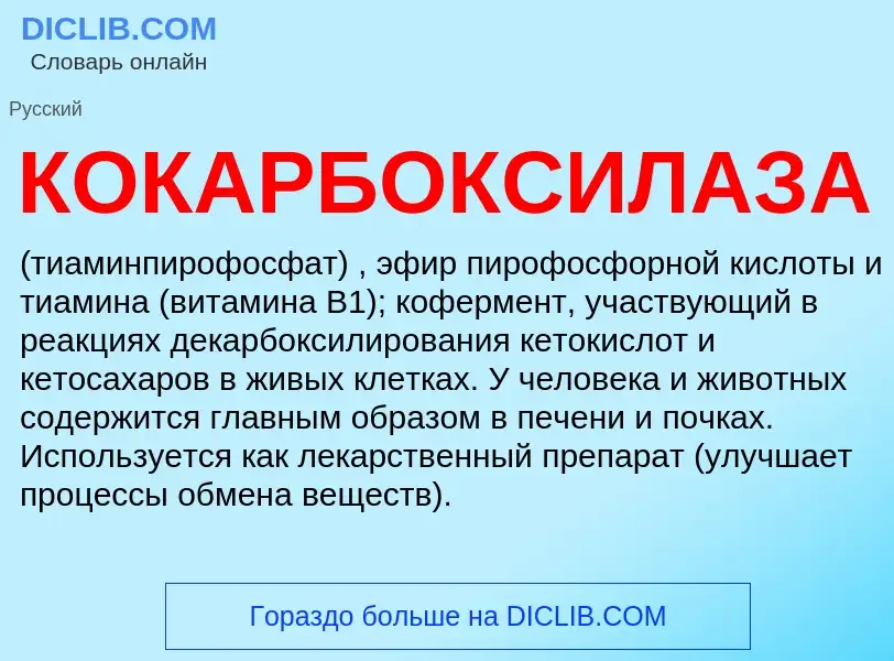 ¿Qué es КОКАРБОКСИЛАЗА? - significado y definición