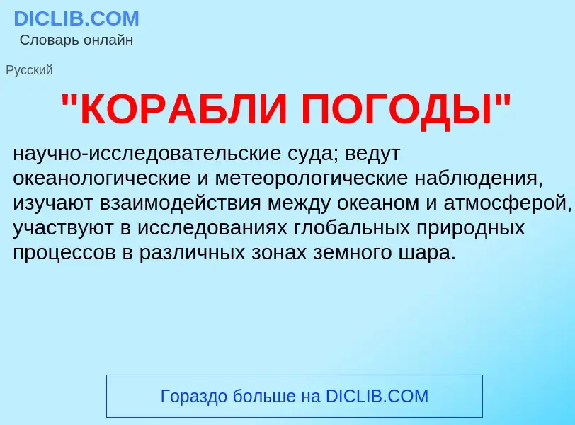 ¿Qué es "КОРАБЛИ ПОГОДЫ"? - significado y definición