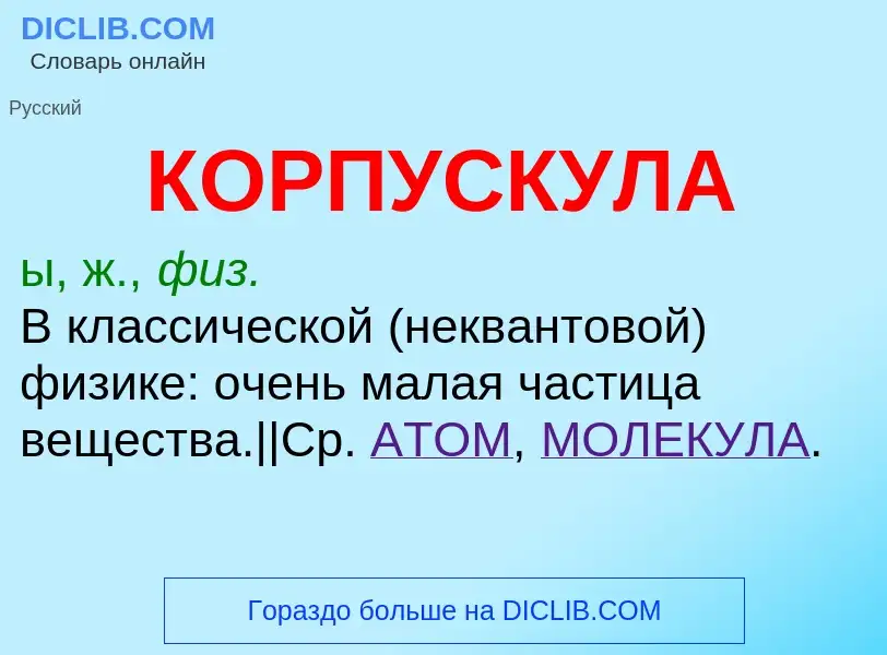 What is КОРПУСКУЛА - definition