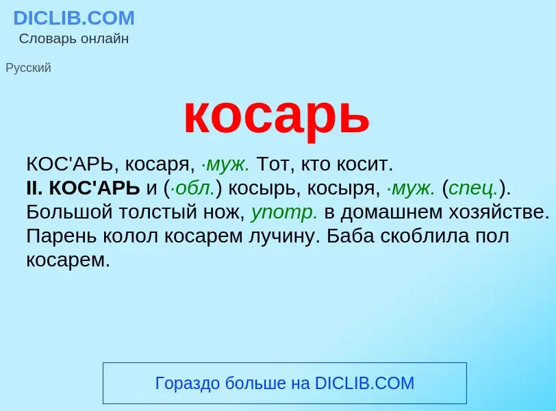 O que é косарь - definição, significado, conceito