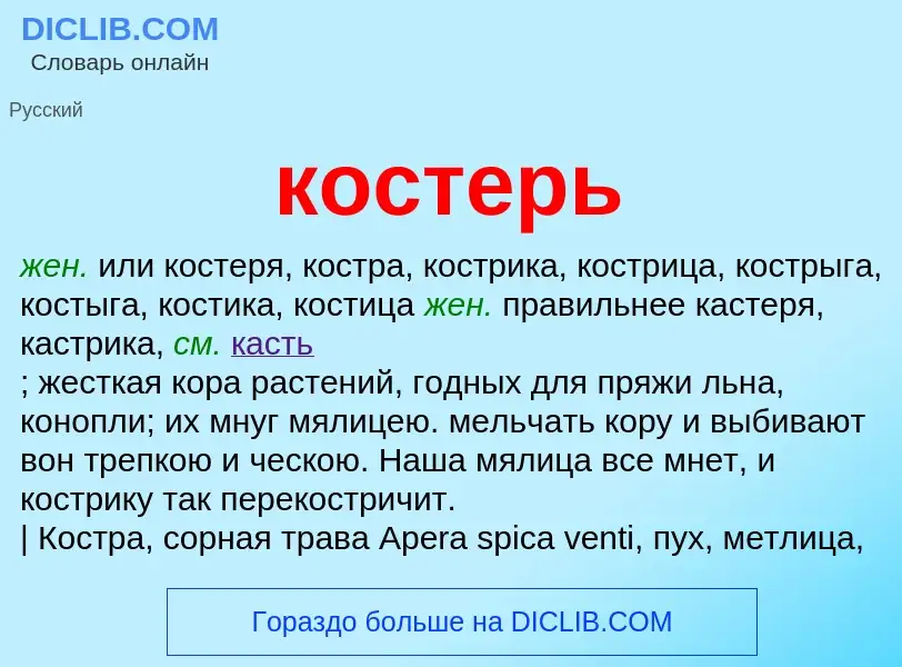 Was ist костерь - Definition