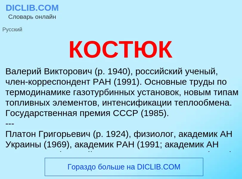 Что такое КОСТЮК - определение