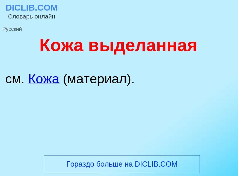 What is К<font color="red">о</font>жа в<font color="red">ы</font>деланная - meaning and definition