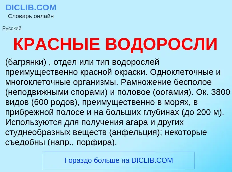 O que é КРАСНЫЕ ВОДОРОСЛИ - definição, significado, conceito