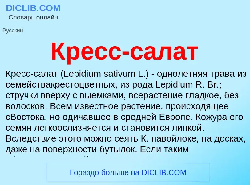 O que é Кресс-салат - definição, significado, conceito