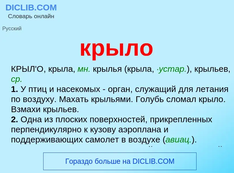 What is крыло - meaning and definition