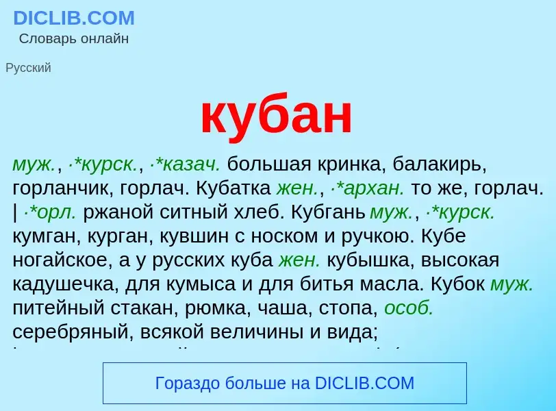 What is кубан - meaning and definition