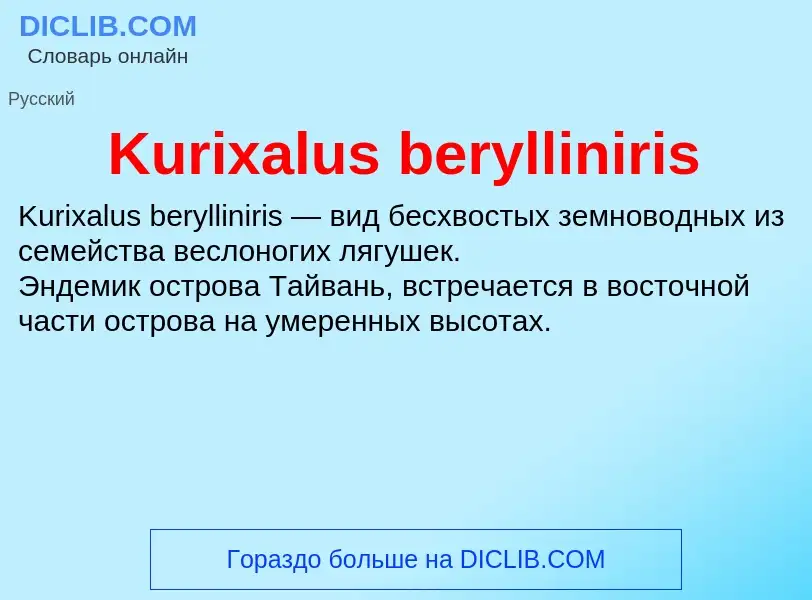 Che cos'è Kurixalus berylliniris - definizione