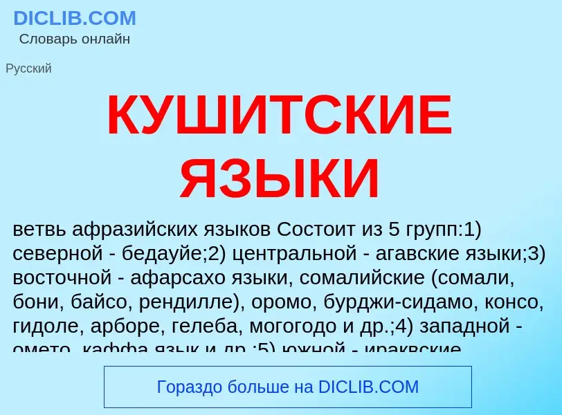 Che cos'è КУШИТСКИЕ ЯЗЫКИ - definizione