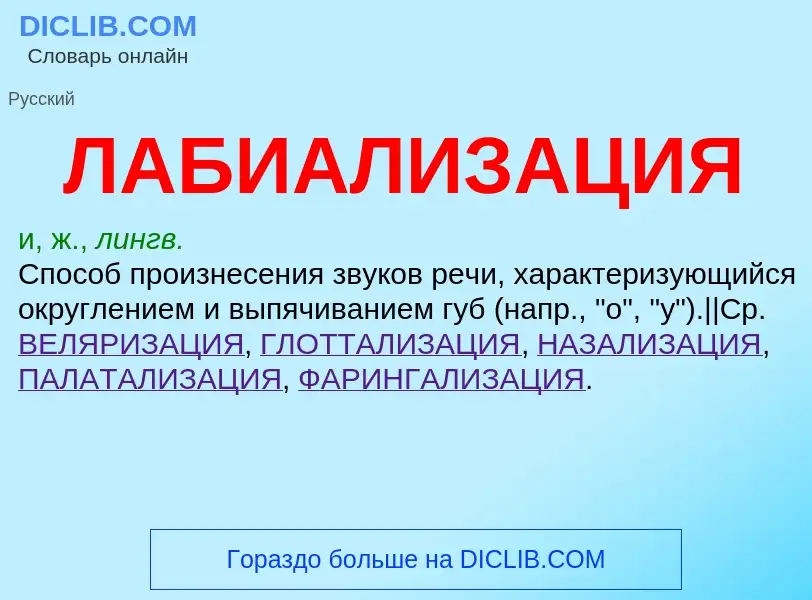 ¿Qué es ЛАБИАЛИЗАЦИЯ? - significado y definición