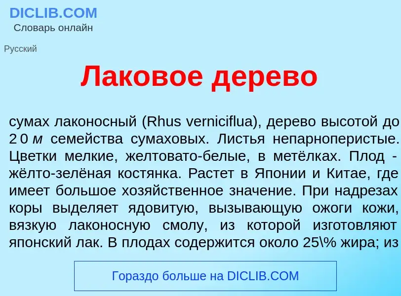 Qu'est-ce que Л<font color="red">а</font>ковое д<font color="red">е</font>рево - définition