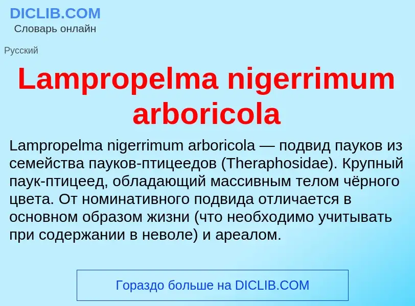 Что такое Lampropelma nigerrimum arboricola - определение