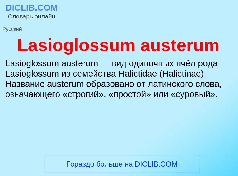 Что такое Lasioglossum austerum - определение