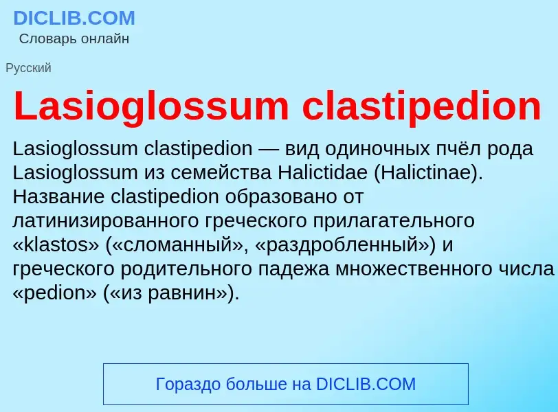 Что такое Lasioglossum clastipedion - определение