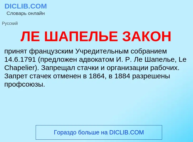 Что такое ЛЕ ШАПЕЛЬЕ ЗАКОН - определение