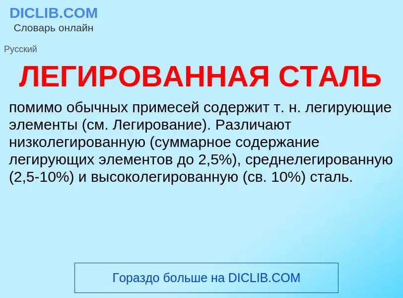 O que é ЛЕГИРОВАННАЯ СТАЛЬ - definição, significado, conceito