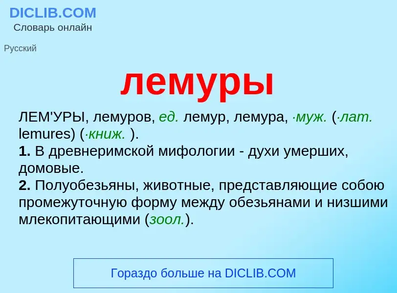 ¿Qué es лемуры? - significado y definición