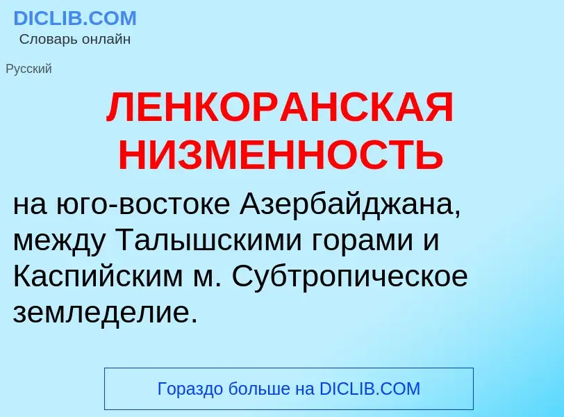 Was ist ЛЕНКОРАНСКАЯ НИЗМЕННОСТЬ - Definition