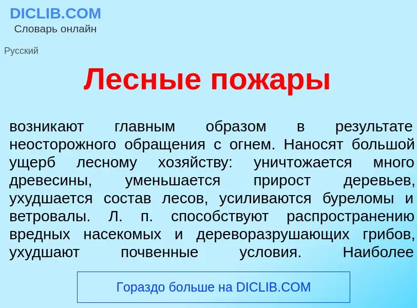 Что такое Лесн<font color="red">ы</font>е пож<font color="red">а</font>ры - определение