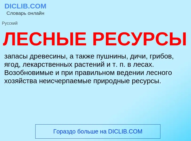 Was ist ЛЕСНЫЕ РЕСУРСЫ - Definition