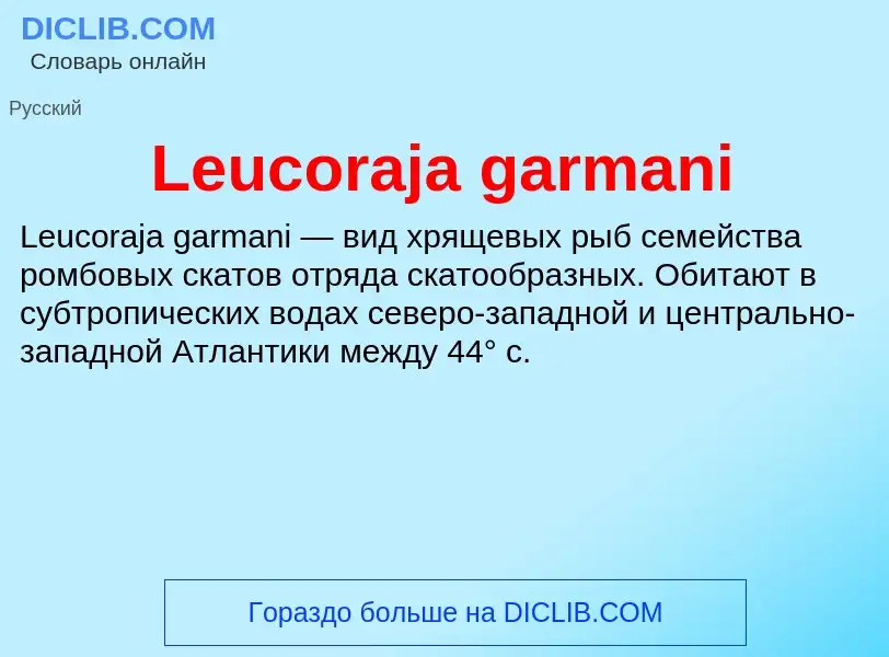 ¿Qué es Leucoraja garmani? - significado y definición