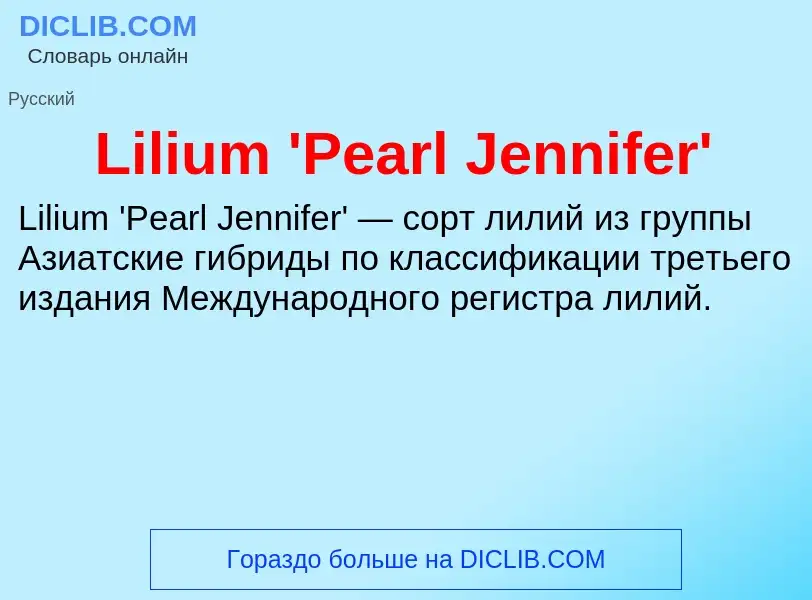 ¿Qué es Lilium 'Pearl Jennifer'? - significado y definición