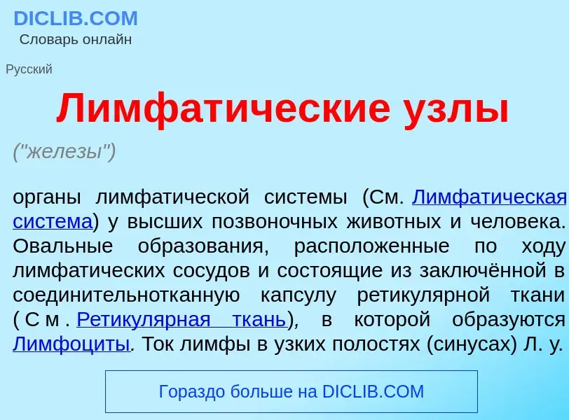 What is Лимфат<font color="red">и</font>ческие узл<font color="red">ы</font> - meaning and definitio