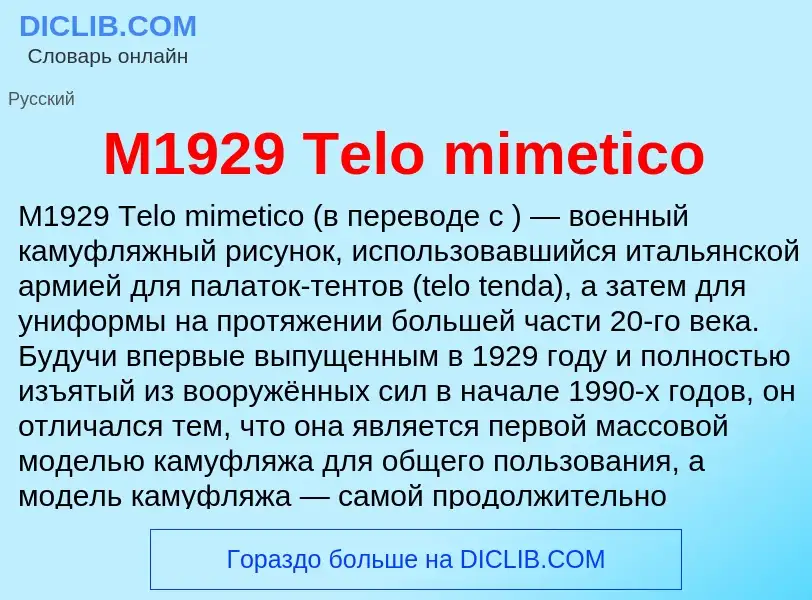 Τι είναι M1929 Telo mimetico - ορισμός