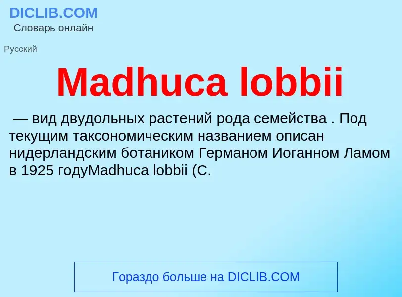 Τι είναι Madhuca lobbii - ορισμός