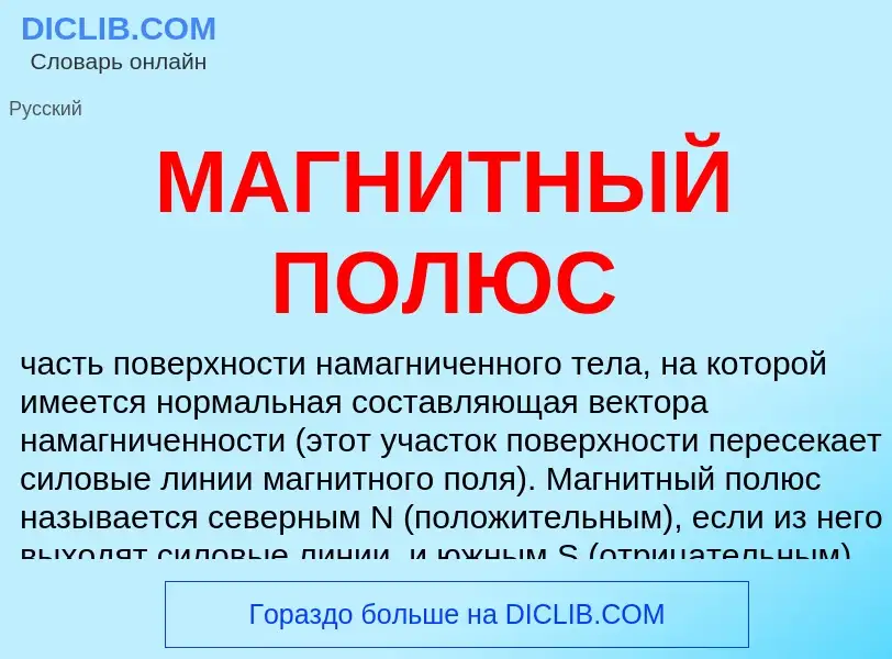 Was ist МАГНИТНЫЙ ПОЛЮС - Definition