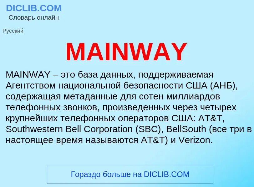 ¿Qué es MAINWAY? - significado y definición