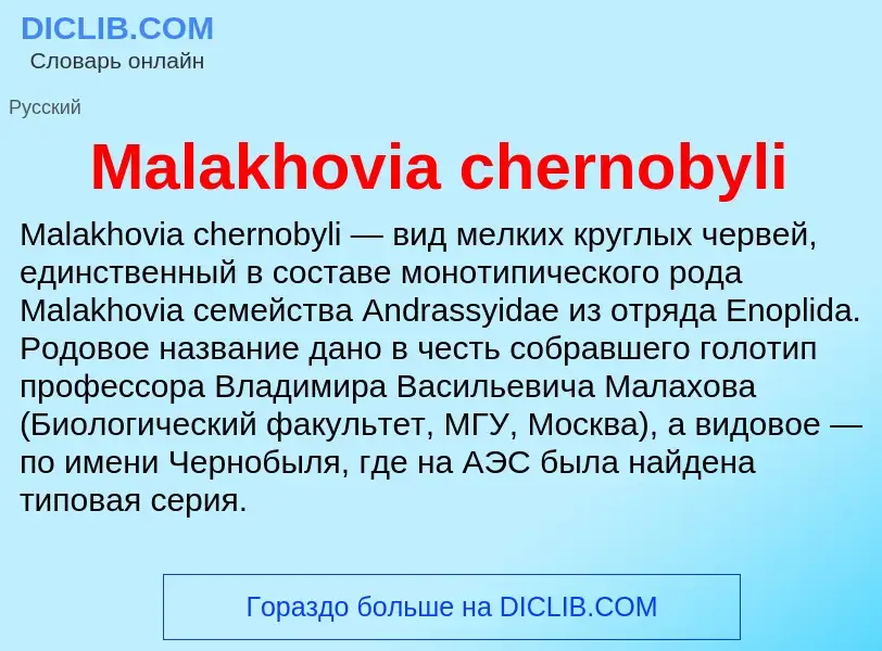 Τι είναι Malakhovia chernobyli - ορισμός