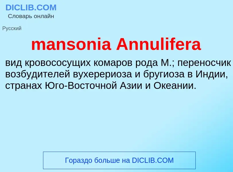 What is mansonia Annulifera - definition