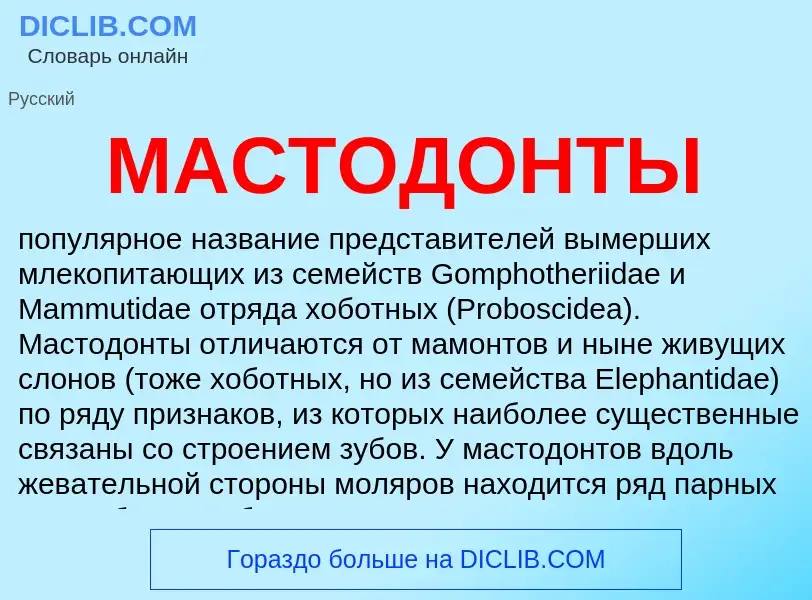 Wat is МАСТОДОНТЫ - definition