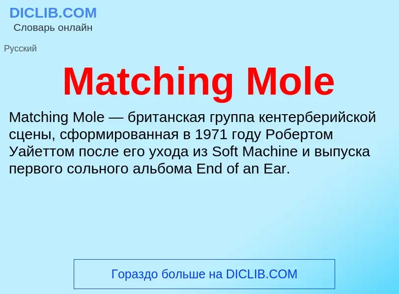 Что такое Matching Mole - определение