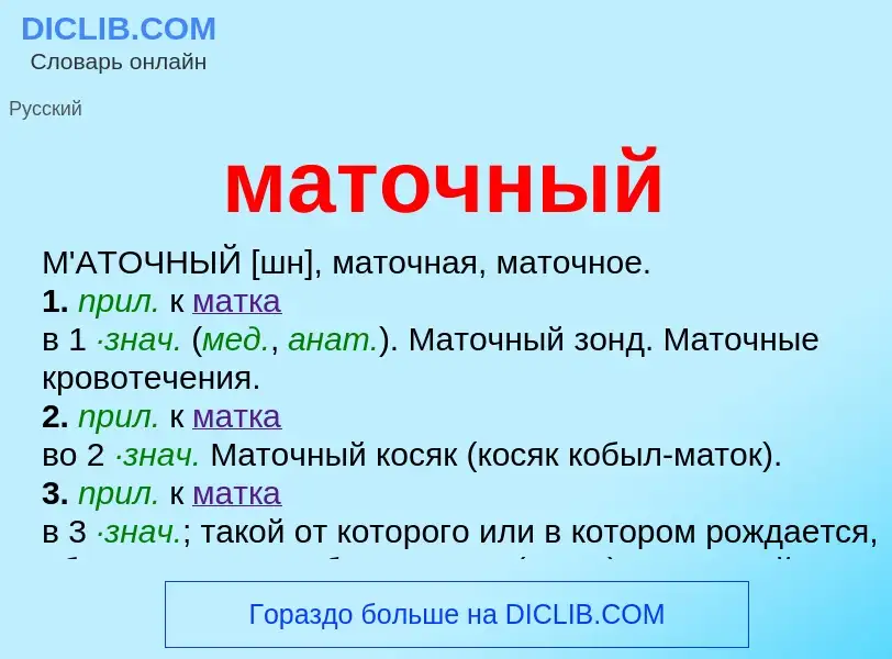 O que é маточный - definição, significado, conceito