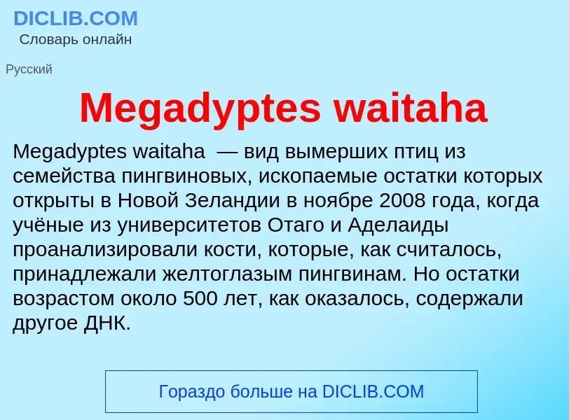 Τι είναι Megadyptes waitaha - ορισμός