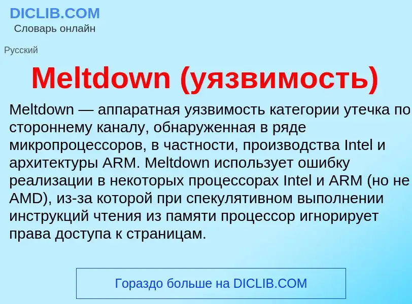 Was ist Meltdown (уязвимость) - Definition