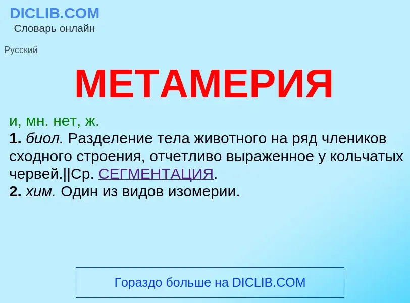 What is МЕТАМЕРИЯ - meaning and definition