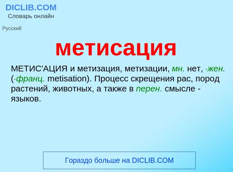 ¿Qué es метисация? - significado y definición