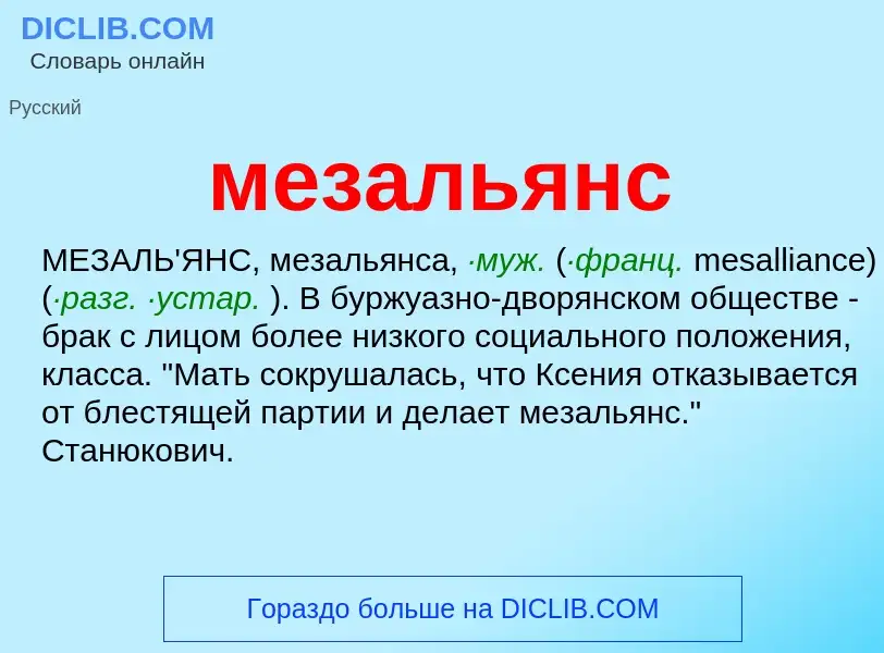 Wat is мезальянс - definition