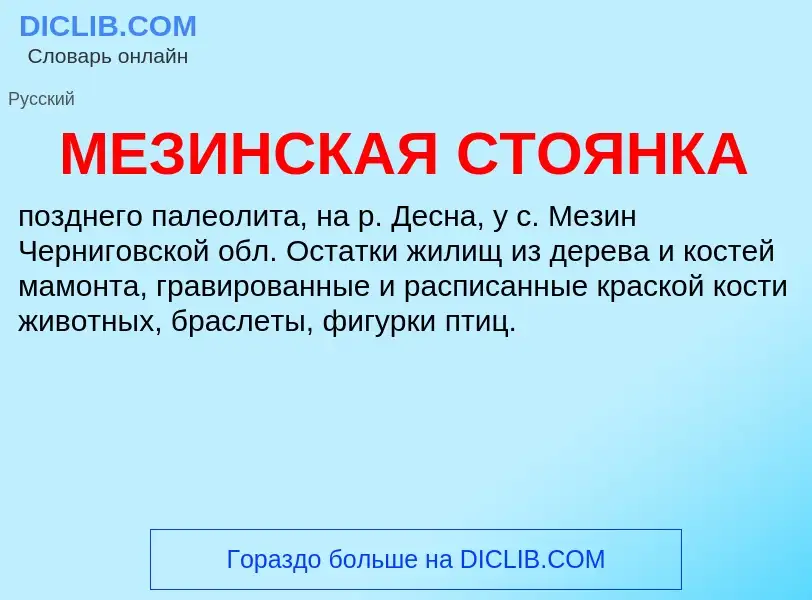 What is МЕЗИНСКАЯ СТОЯНКА - definition