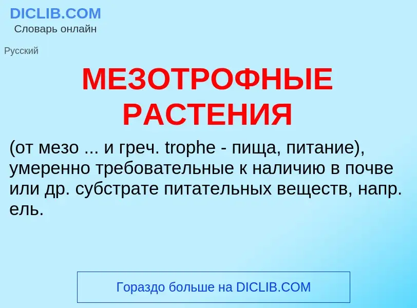 Что такое МЕЗОТРОФНЫЕ РАСТЕНИЯ - определение