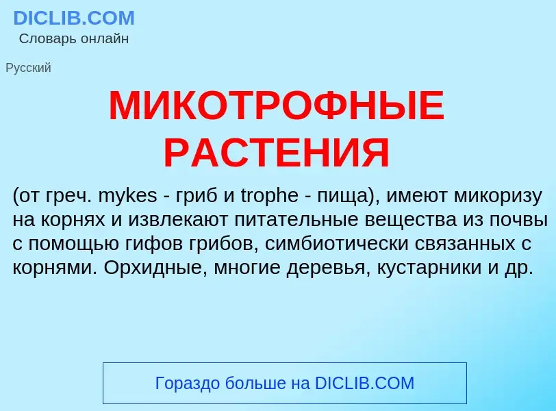 Was ist МИКОТРОФНЫЕ РАСТЕНИЯ - Definition