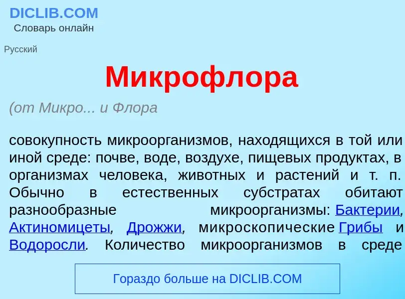 Was ist Микрофл<font color="red">о</font>ра - Definition